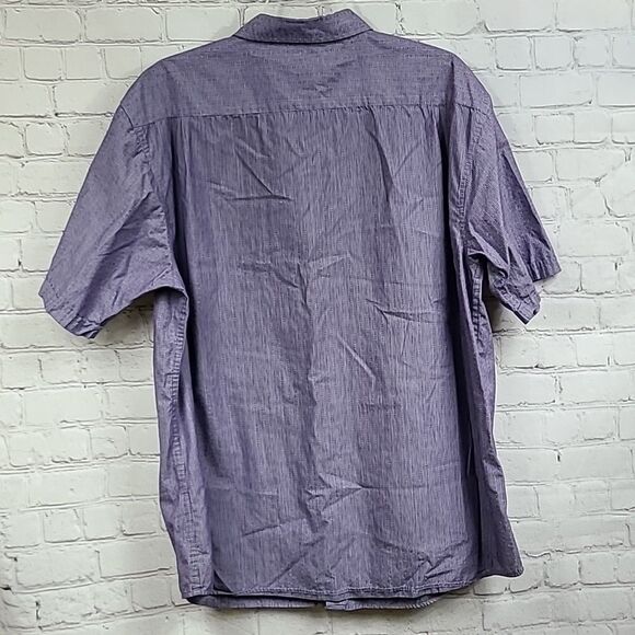 Haggar Men's XL Purple Pique Fitted Short Sleeve Camp Casual Button Down Shirt - Picture 9 of 9